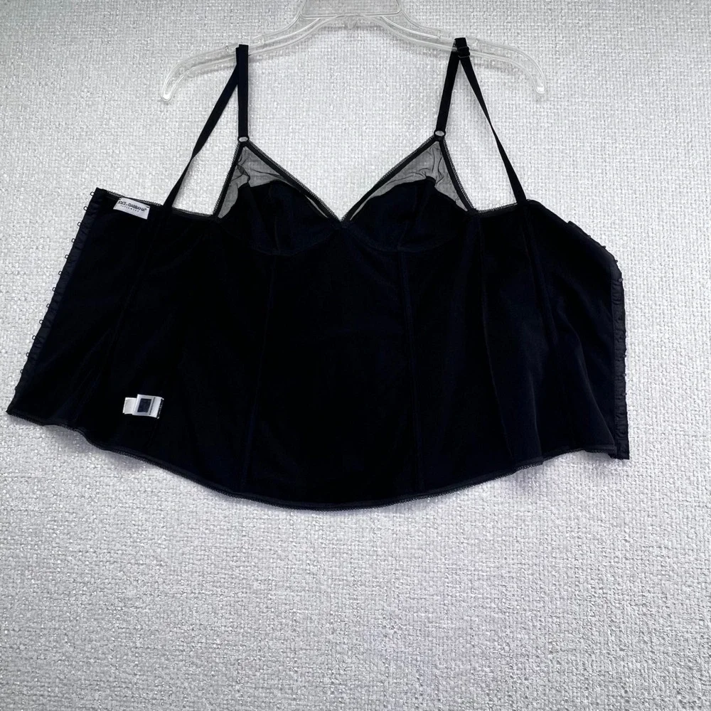Dolce & Gabbana Black Corset Top, Adjustable Strap Cami, Lingerie, Italian - Picture 7 of 10